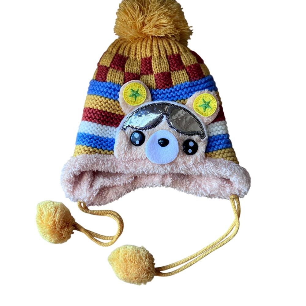 Kids Bear Aviator Knit Winter Hat
